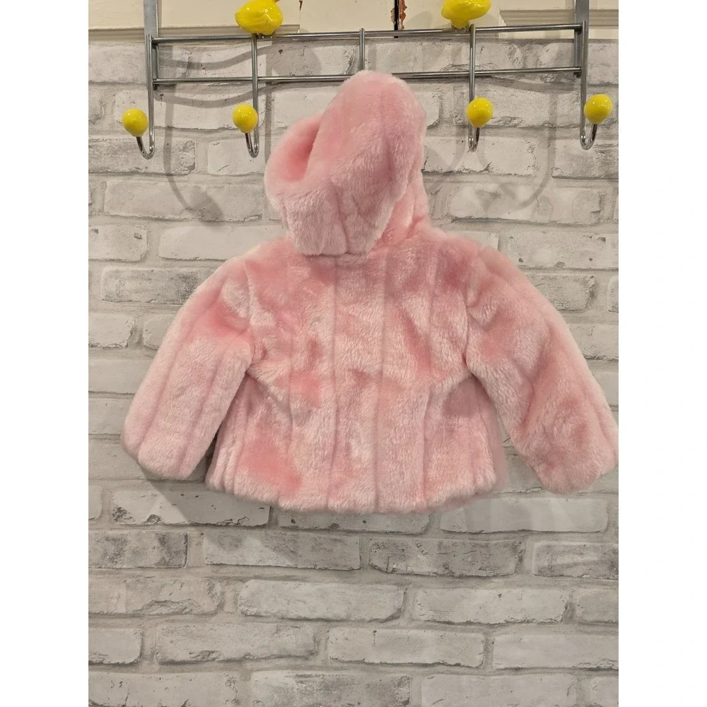 Mud Pie 0-6M Baby Girl Outerwear Toddler Winter Warm Faux Fur Hooded Coat Jacket